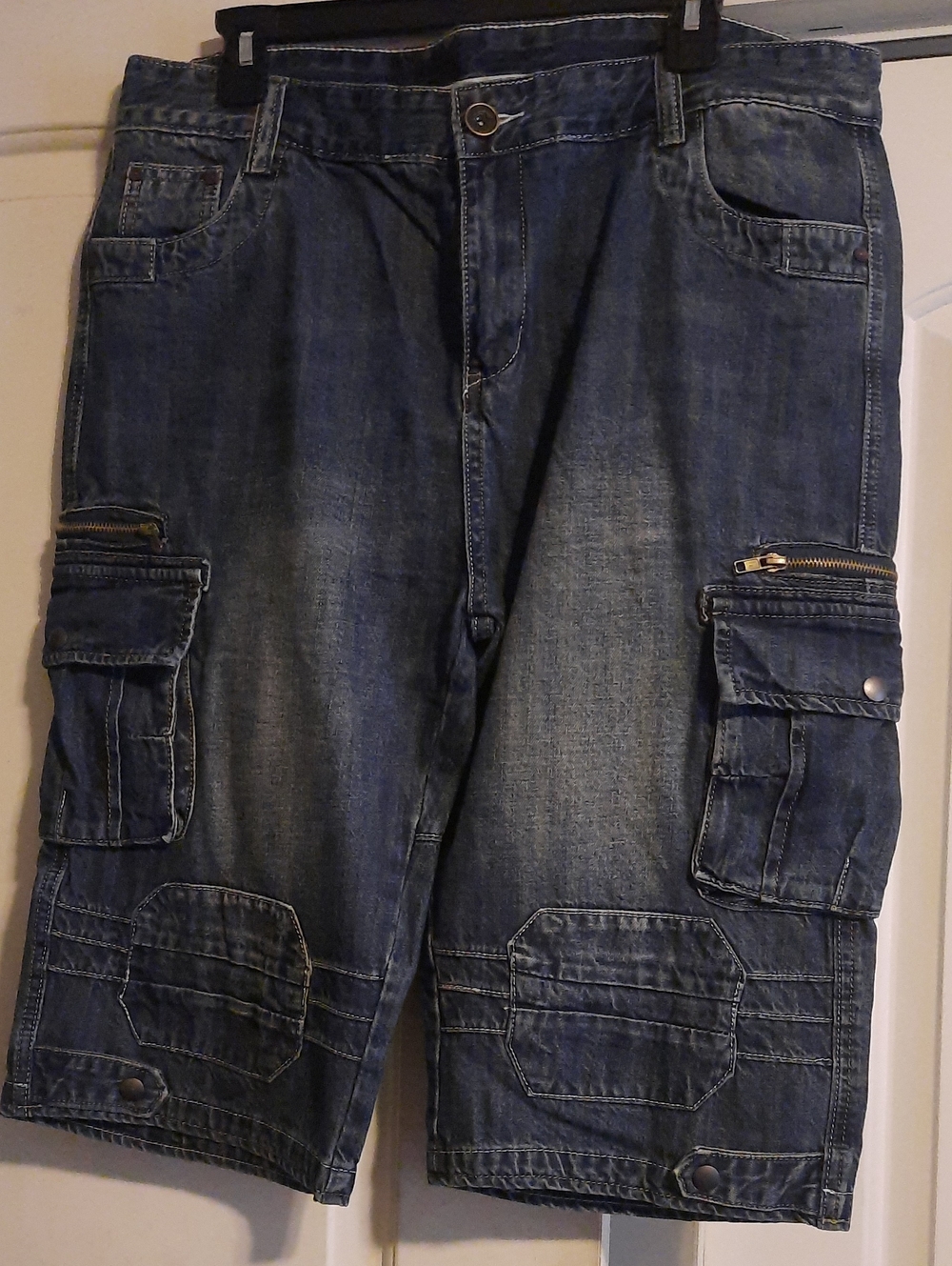 Men's Dark Blue Cargo Denim Shorts